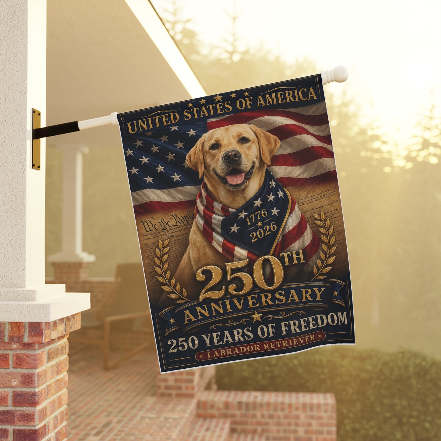 Labrador Retriever Patriotic Flag | 250 Years of Freedom | We The People | 250th Anniversary 1776-2026 | Independence Day | Lab Mom Gift | USA Flag Decor