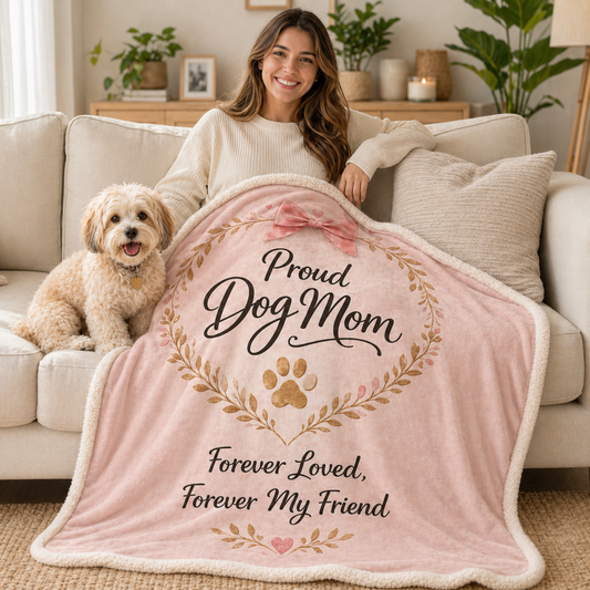 Dog Mom Plush Blanket β Forever Loved, Forever My Best Friend