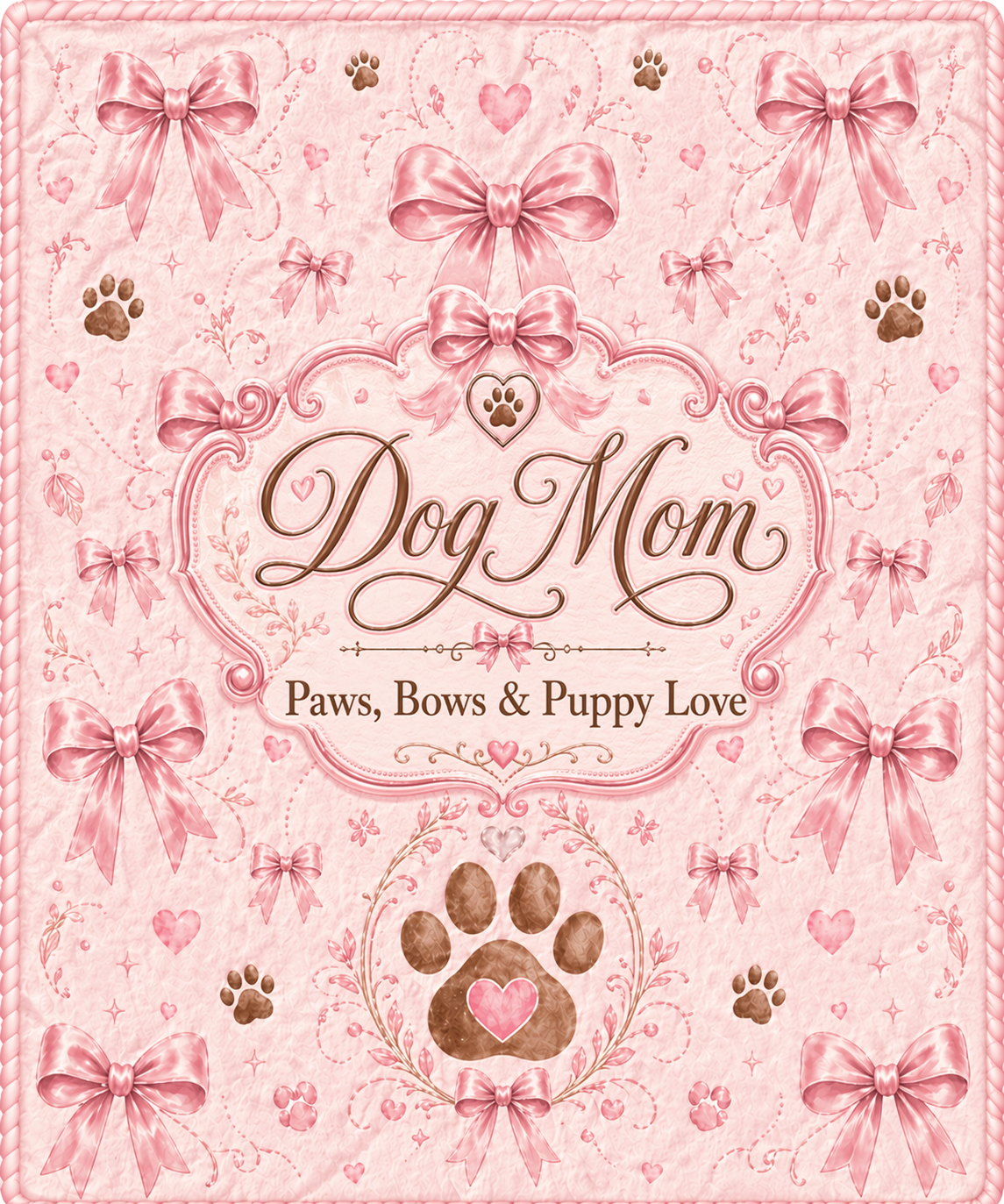 Dog Mom Plush Blanket β Paws, Bows & Puppy Love