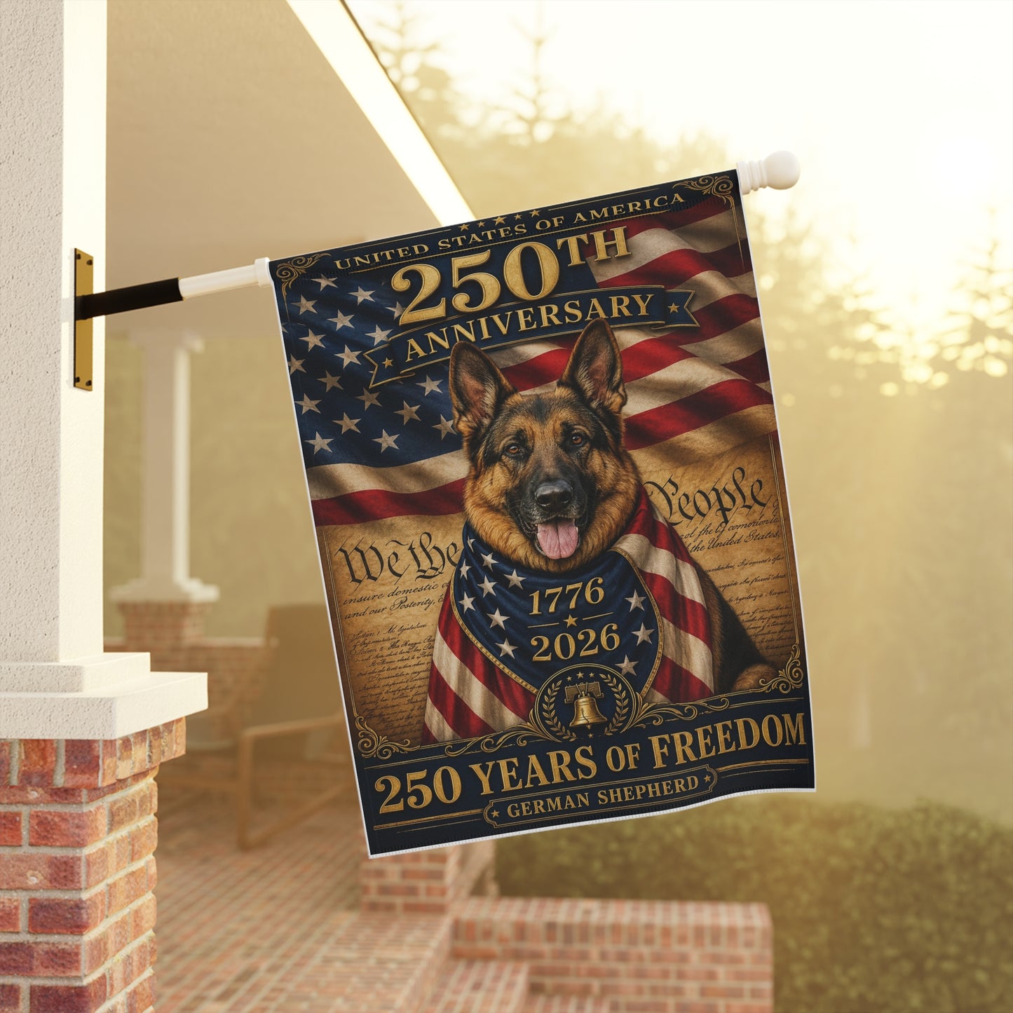 German Shepherd Patriotic Flag | 250 Years of Freedom | We The People | 250th Anniversary 1776-2026 | Independence Day | GSD Military Gift | USA Flag Decor