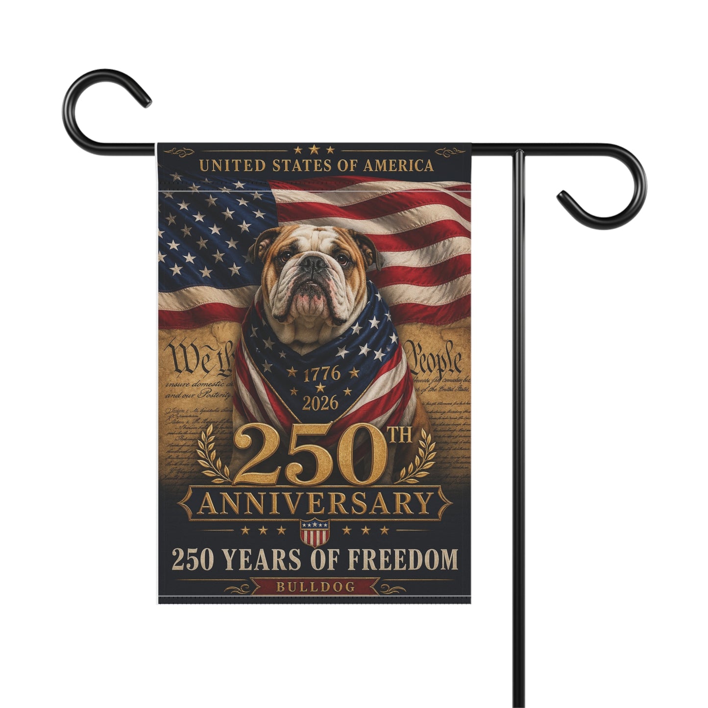 Bulldog Patriotic Flag | 250 Years of Freedom | We The People | 250th Anniversary 1776-2026 | Independence Day | Bulldog Mom Gift | USA Flag Decor