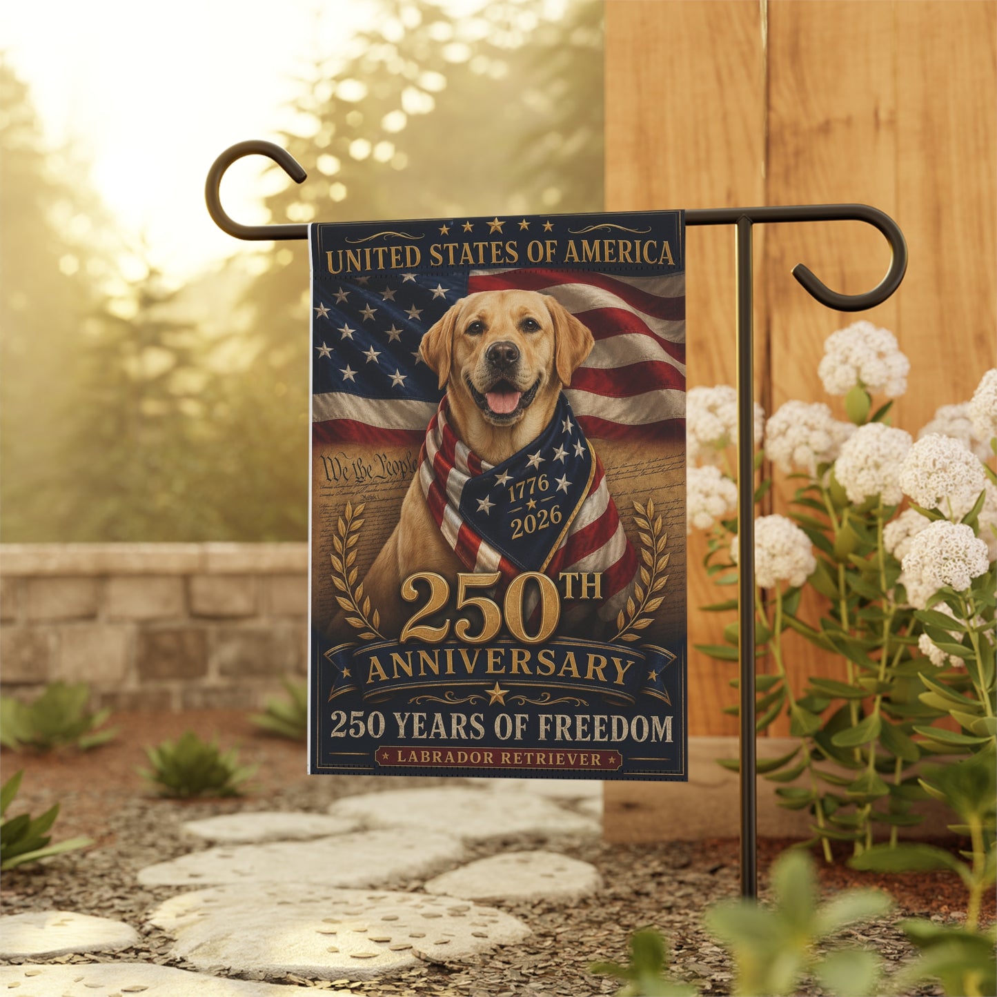 Labrador Retriever Patriotic Flag | 250 Years of Freedom | We The People | 250th Anniversary 1776-2026 | Independence Day | Lab Mom Gift | USA Flag Decor