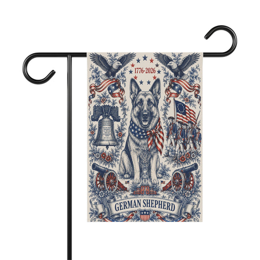German Shepherd Patriotic Garden Flag | 250th Anniversary 1776-2026 | American Toile Art | Independence Day Flag | GSD Mom Gift | USA Outdoor Decor