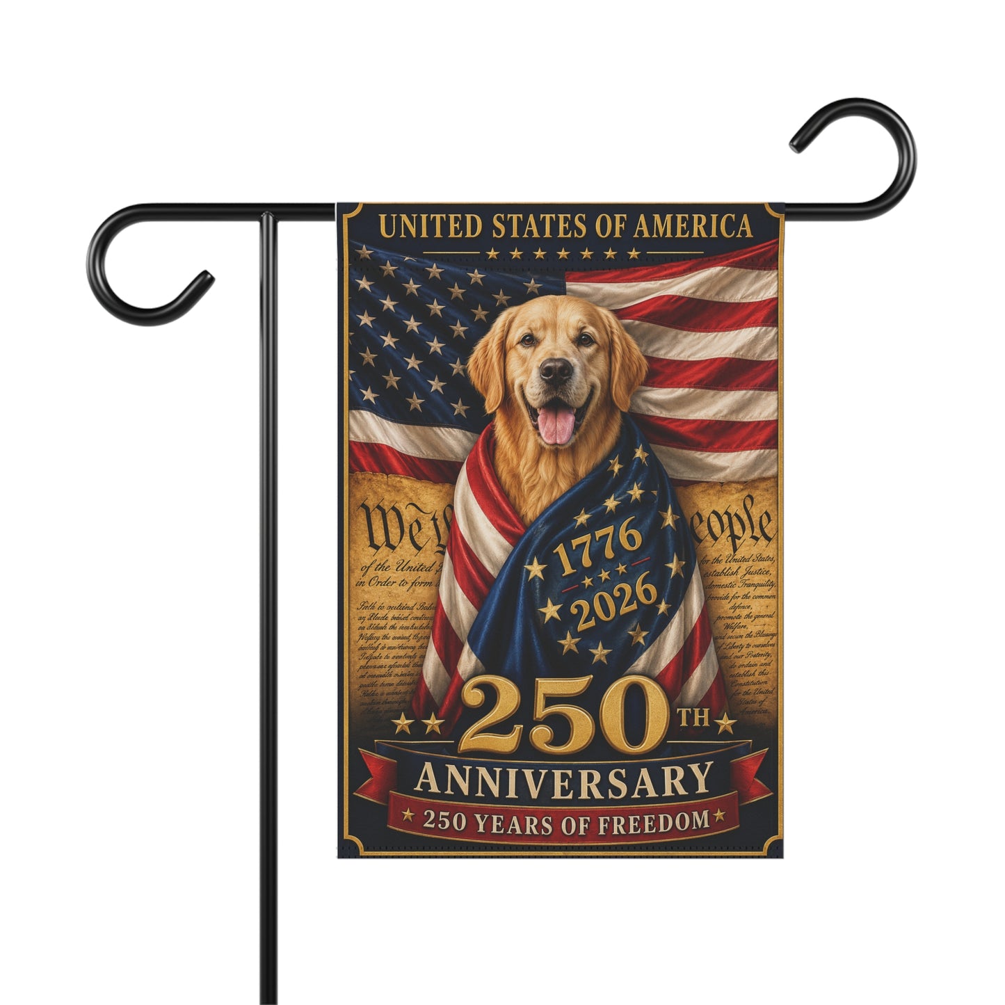 Golden Retriever Patriotic Flag | 250 Years of Freedom | We The People | 250th Anniversary 1776-2026 | Independence Day | Golden Mom Gift | USA Flag Decor