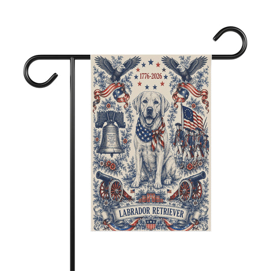 Labrador Retriever Patriotic Garden Flag | 250th Anniversary 1776-2026 | American Toile Art | Independence Day Flag | Lab Mom Gift | USA Outdoor Decor