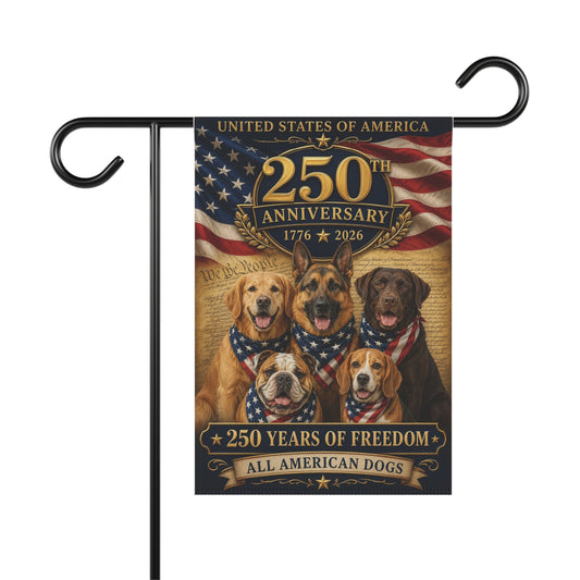 All American Dogs Patriotic Flag | 250 Years of Freedom | We The People | 5 Breeds 250th Anniversary 1776-2026 | Independence Day | Dog Mom Gift | USA Decor