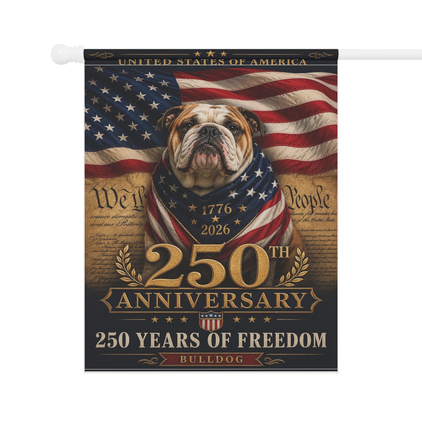 Bulldog Patriotic Flag | 250 Years of Freedom | We The People | 250th Anniversary 1776-2026 | Independence Day | Bulldog Mom Gift | USA Flag Decor
