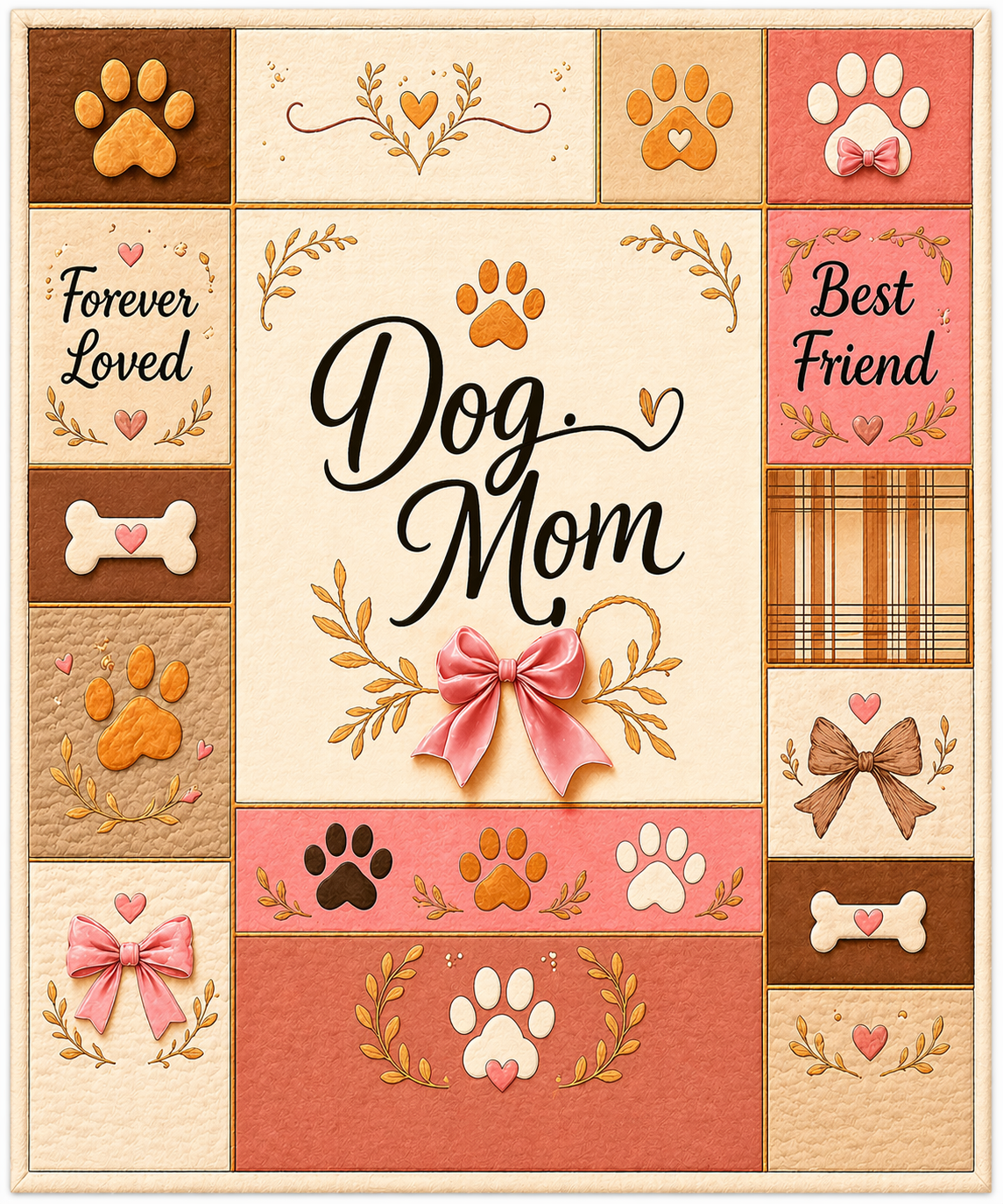 Dog Mom Plush Blanket — Paw Print Patch