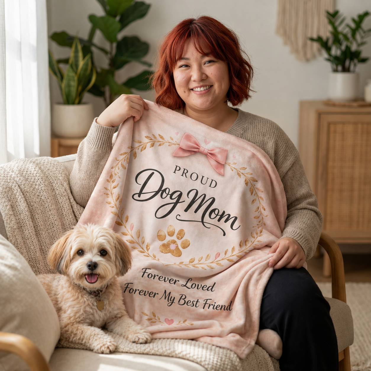 Dog Mom Plush Blanket – Forever Loved, Forever My Best Friend