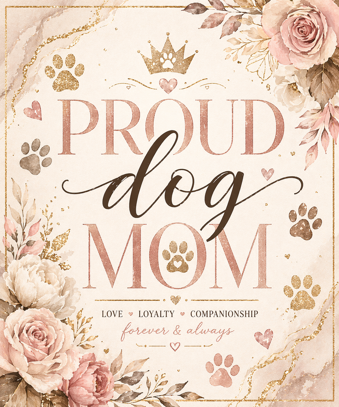 Dog Mom Plush Blanket – Floral Paw Print