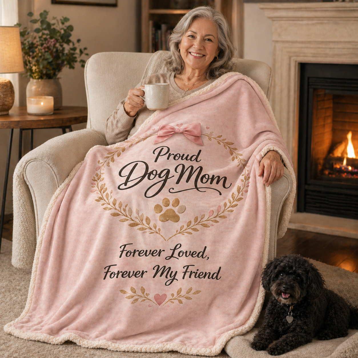 Dog Mom Plush Blanket – Forever Loved, Forever My Best Friend