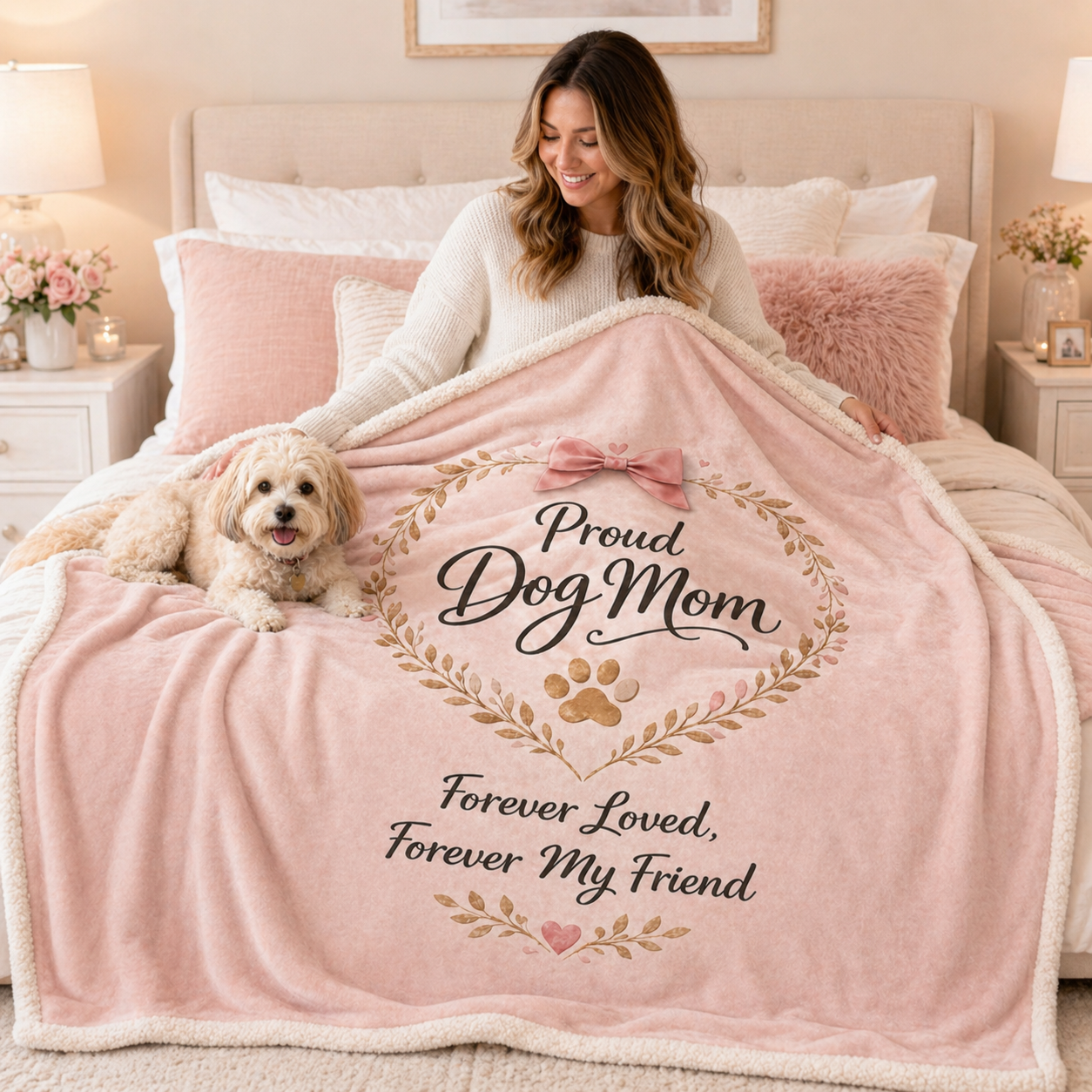 Dog Mom Plush Blanket – Forever Loved, Forever My Best Friend