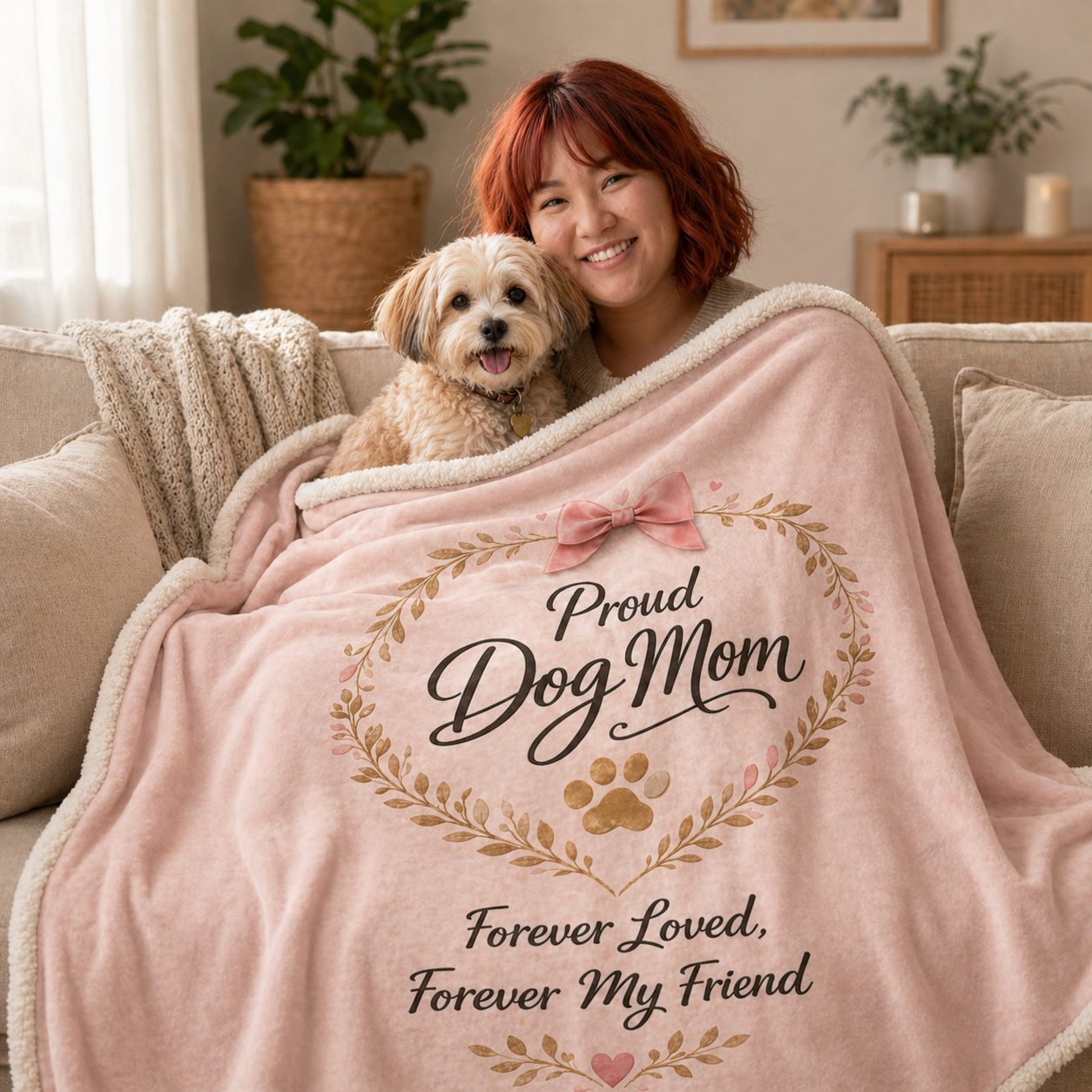 Dog Mom Plush Blanket – Forever Loved, Forever My Best Friend
