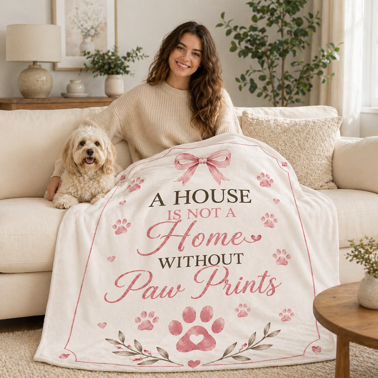 Dog Mom Plush Blanket — A House Is Not a Home Without Paw Prints