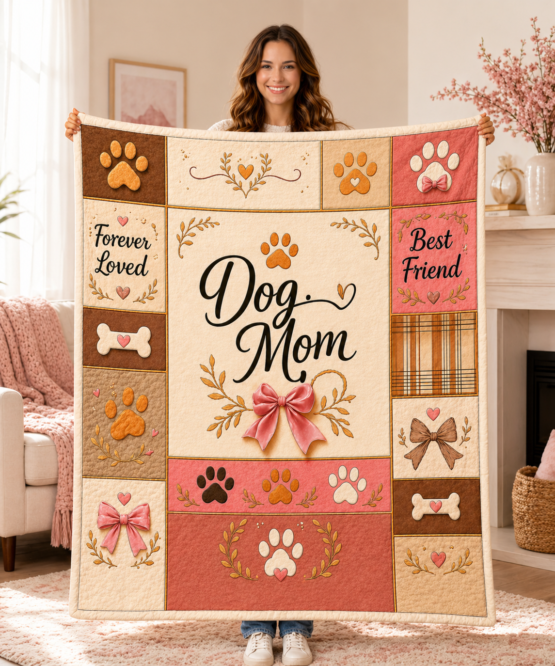 Dog Mom Plush Blanket — Paw Print Patch