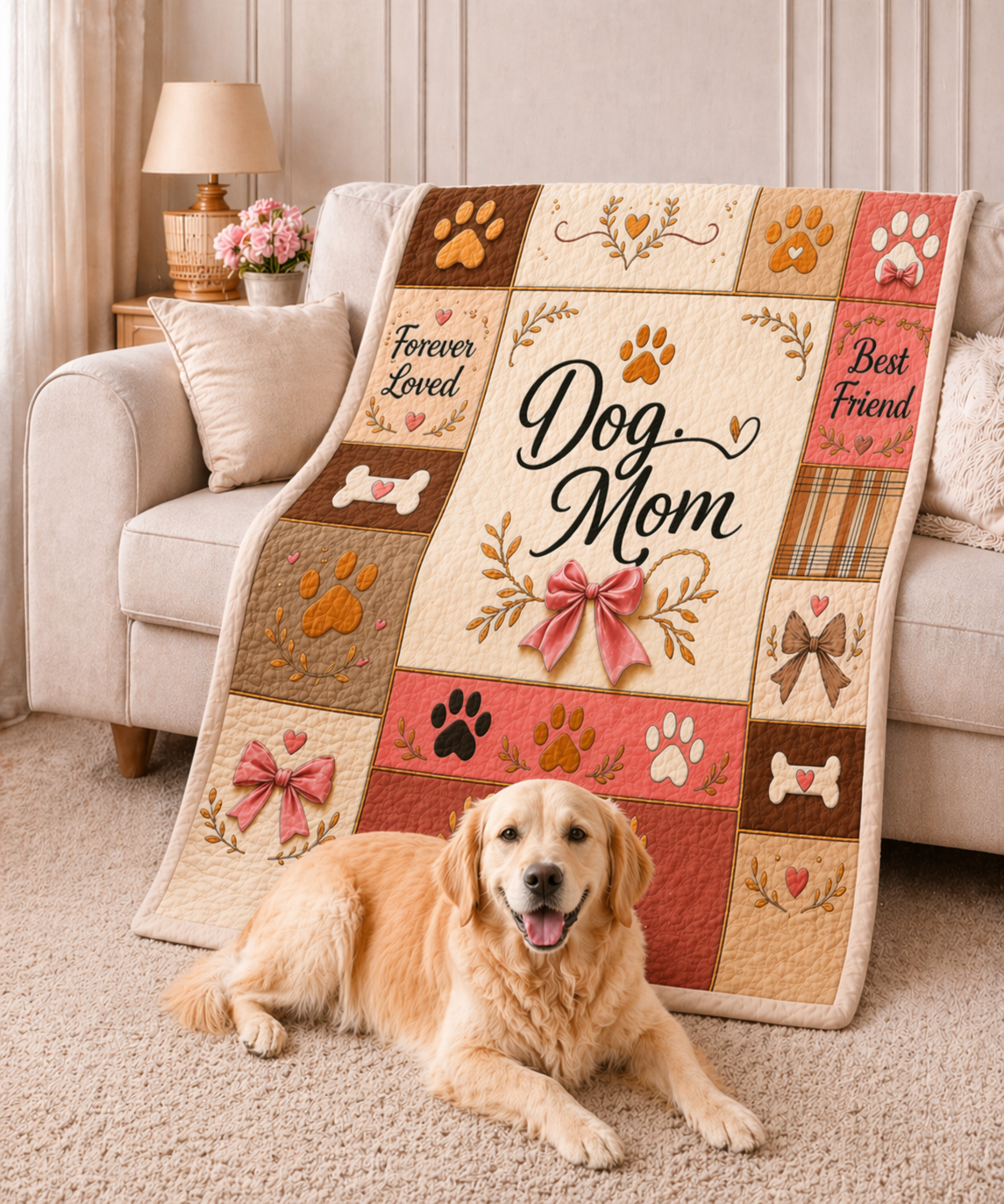 Dog Mom Plush Blanket — Paw Print Patch