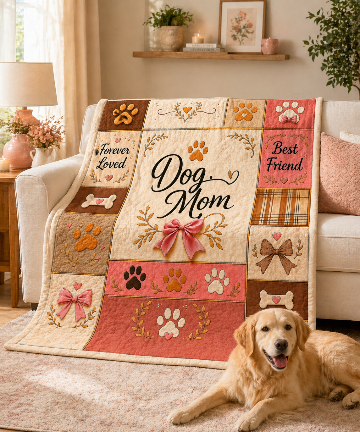 Dog Mom Plush Blanket — Paw Print Patch