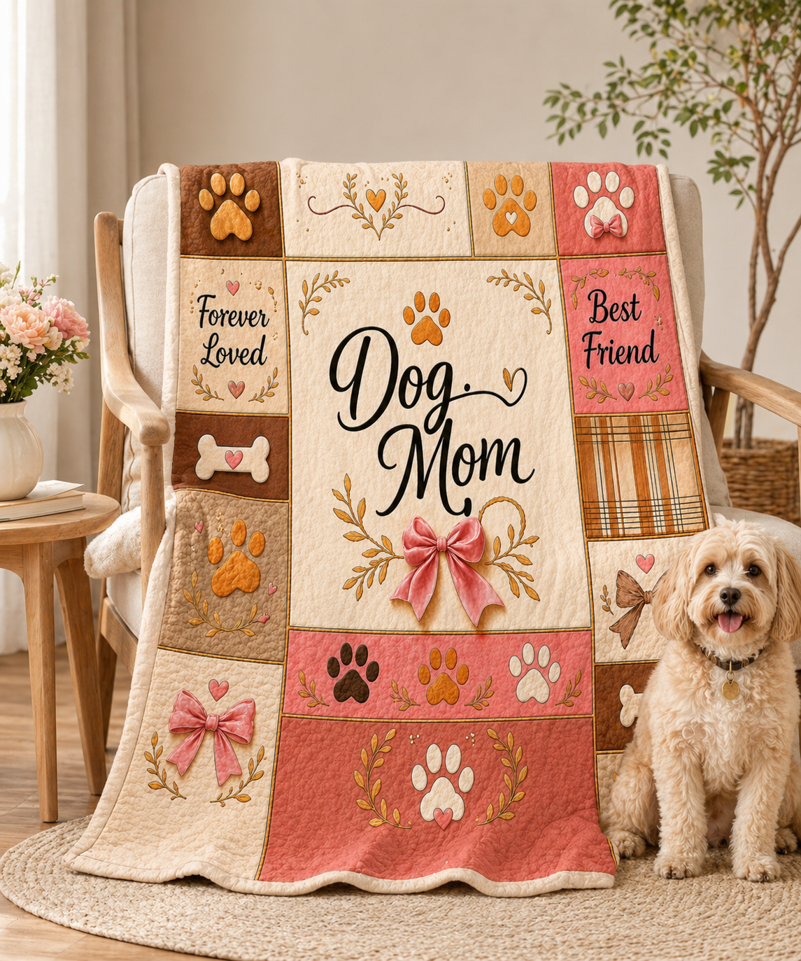 Dog Mom Plush Blanket — Paw Print Patch