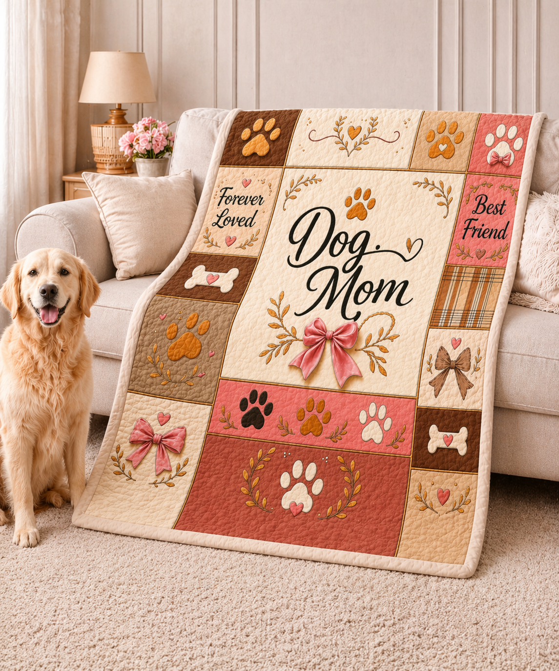 Dog Mom Plush Blanket — Paw Print Patch
