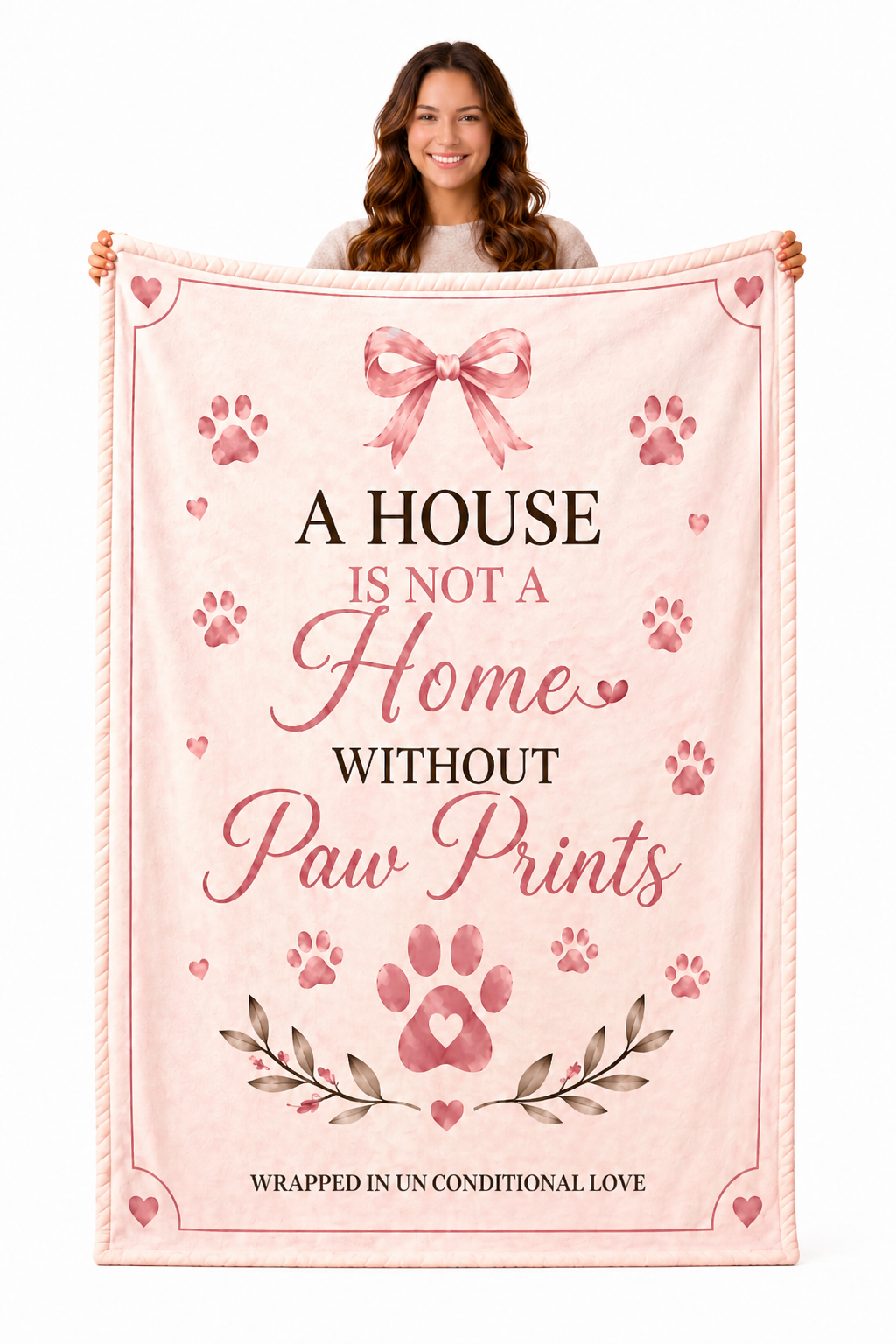 Dog Mom Plush Blanket — A House Is Not a Home Without Paw Prints