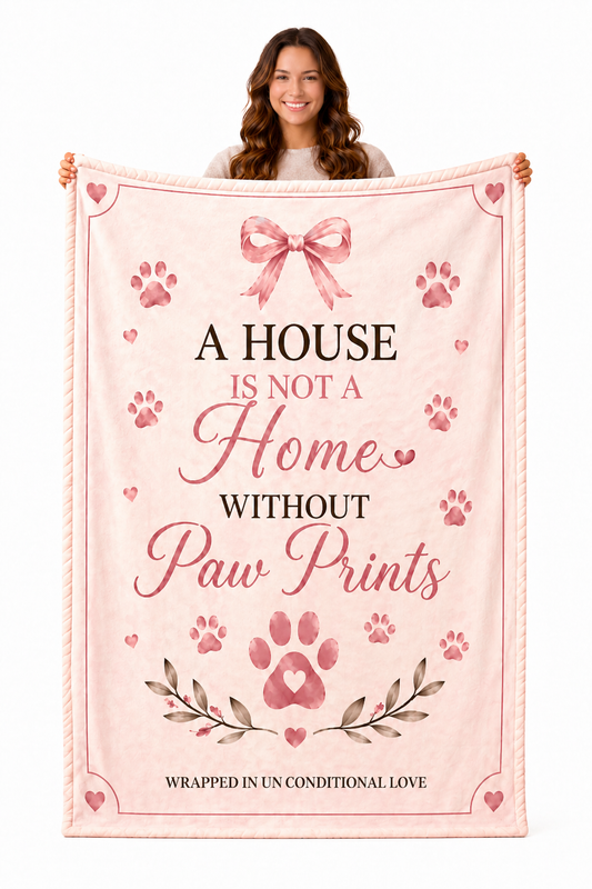 Dog Mom Plush Blanket — A House Is Not a Home Without Paw Prints