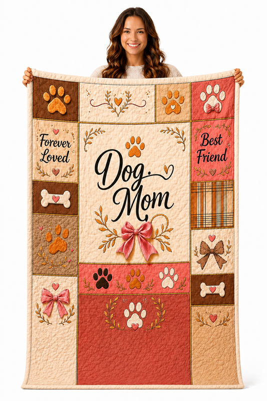 Dog Mom Plush Blanket — Paw Print Patch