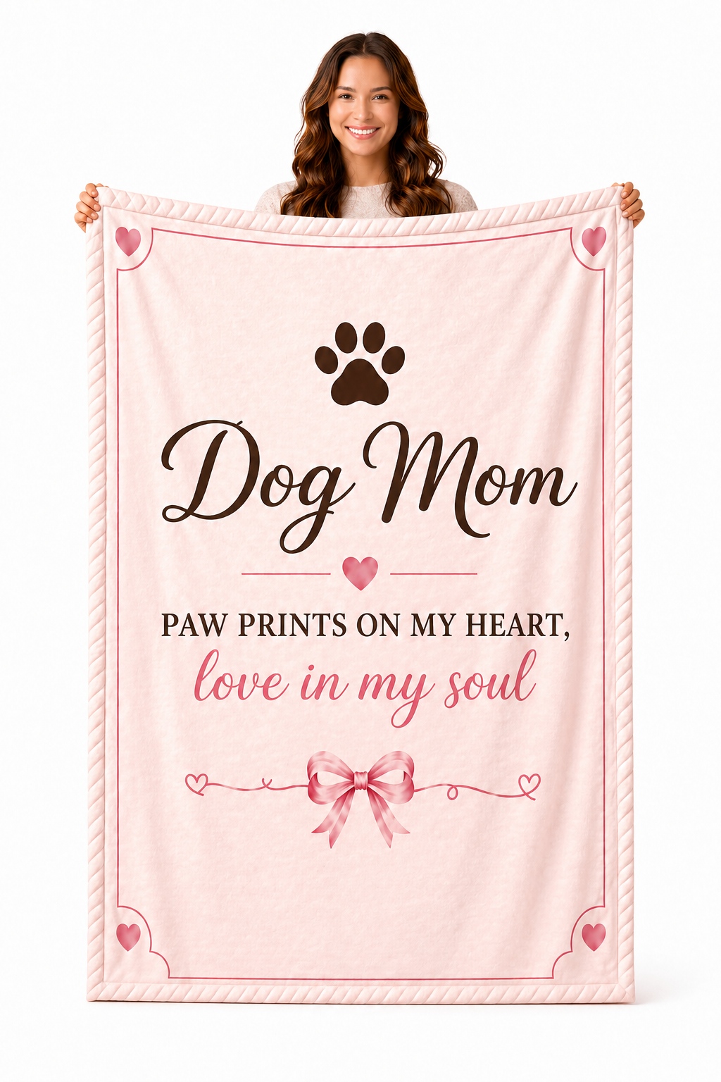 Dog Mom Plush Blanket — Paw Prints on My Heart