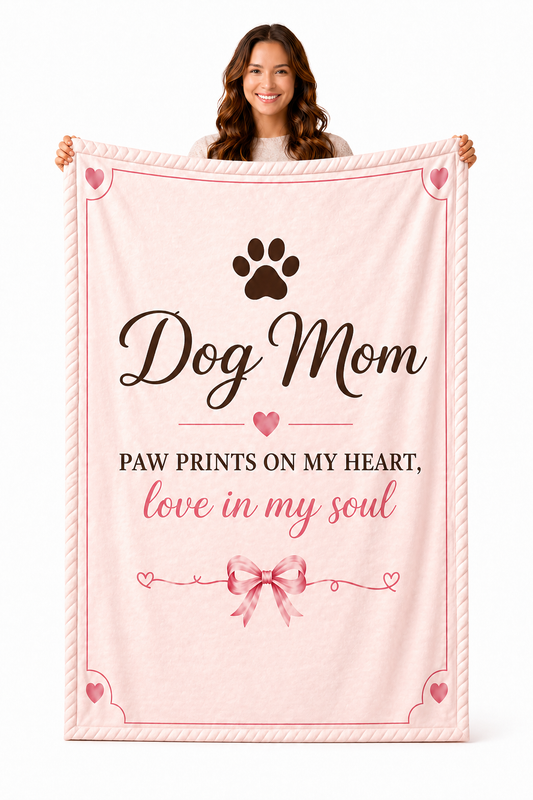 Dog Mom Plush Blanket — Paw Prints on My Heart