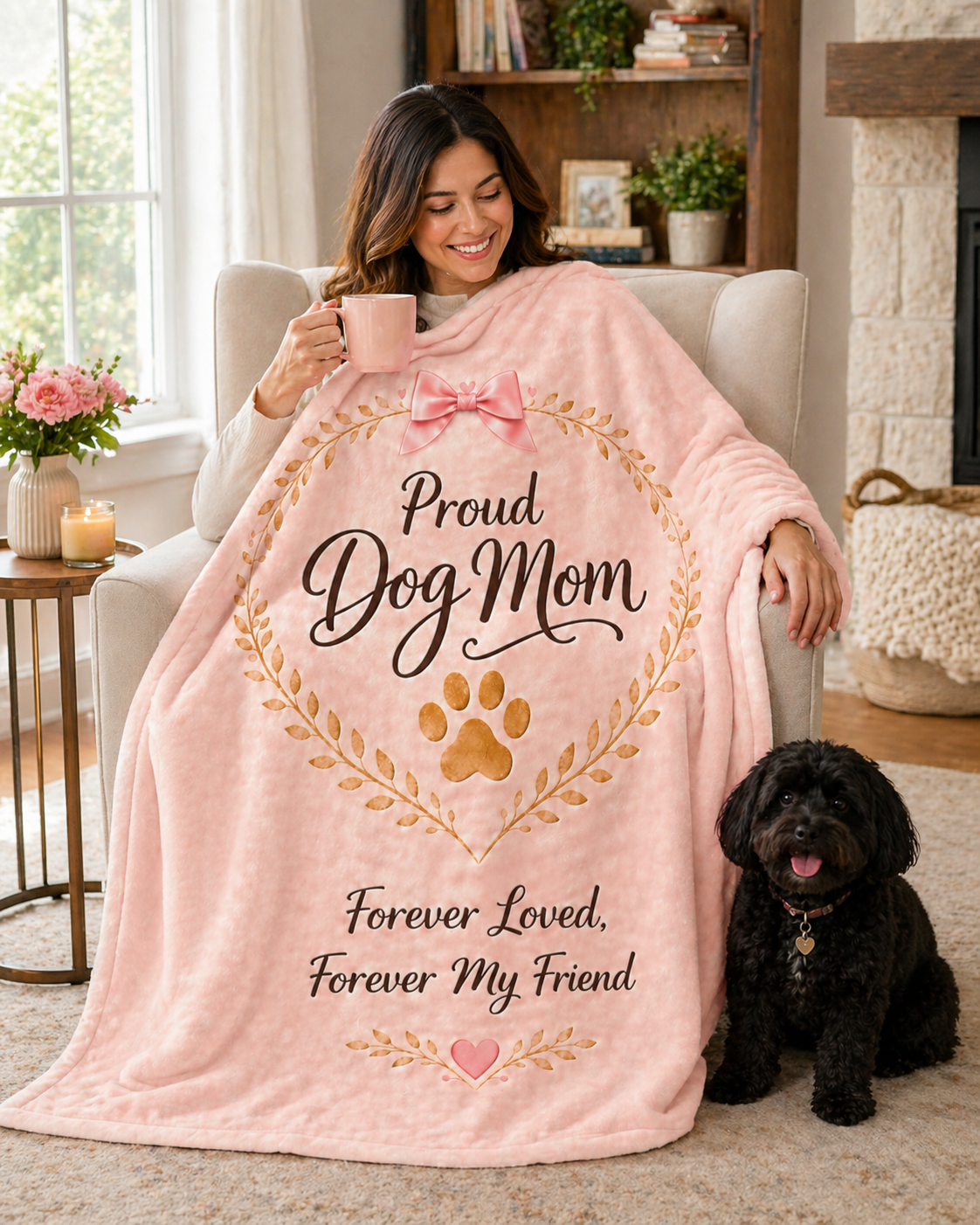 Dog Mom Plush Blanket — Paw Prints on My Heart