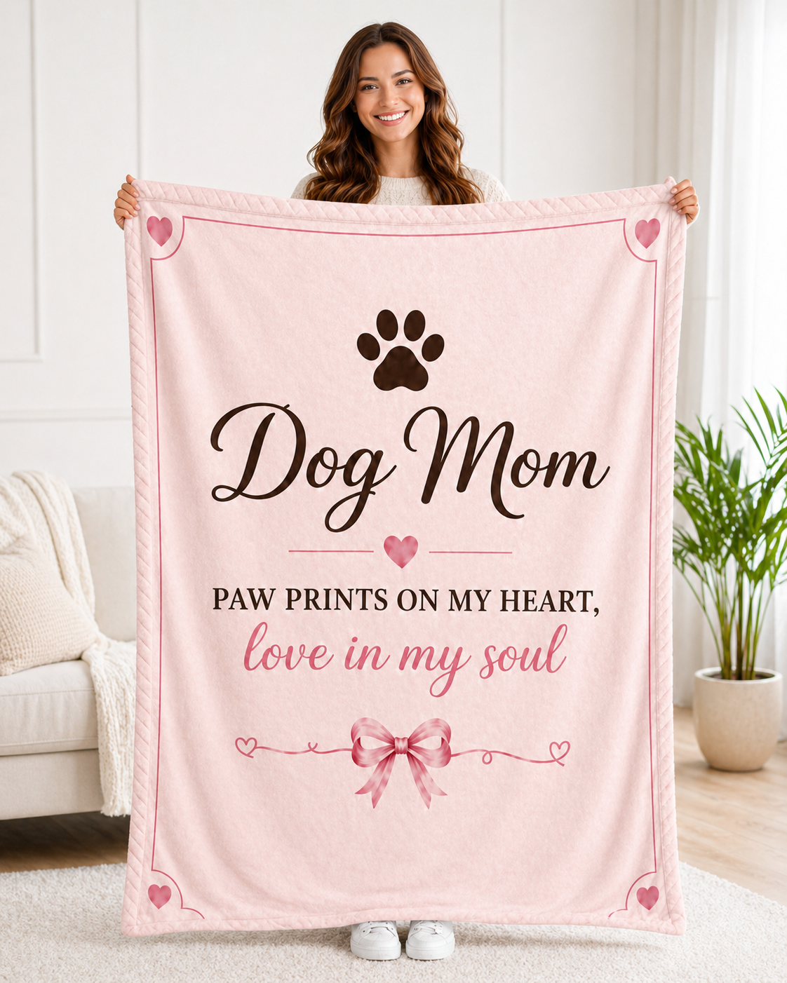 Dog Mom Plush Blanket — Paw Prints on My Heart