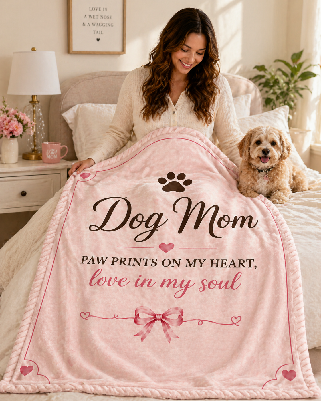 Dog Mom Plush Blanket — Paw Prints on My Heart