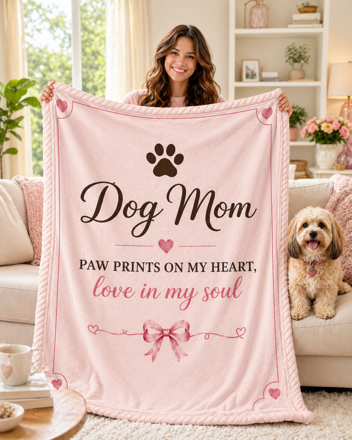 Dog Mom Plush Blanket — Paw Prints on My Heart
