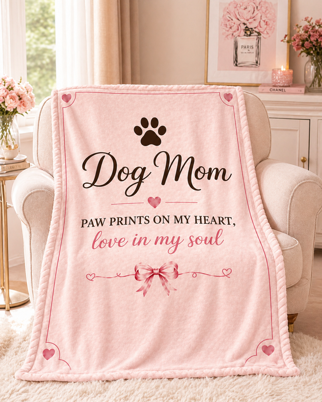 Dog Mom Plush Blanket — Paw Prints on My Heart