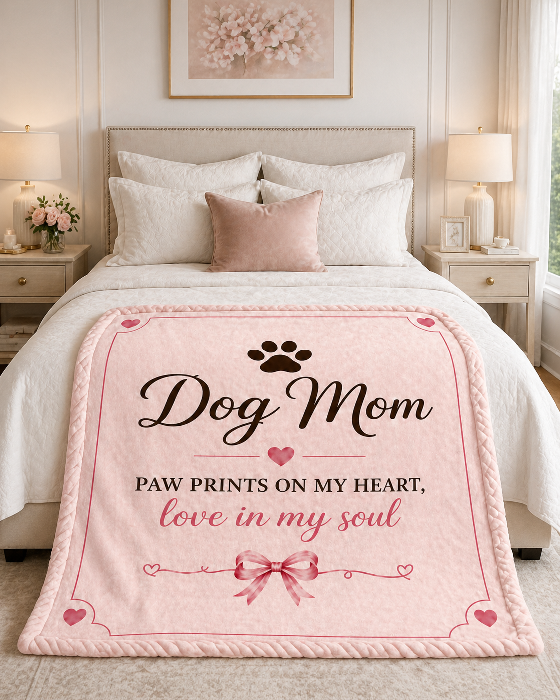 Dog Mom Plush Blanket — Paw Prints on My Heart