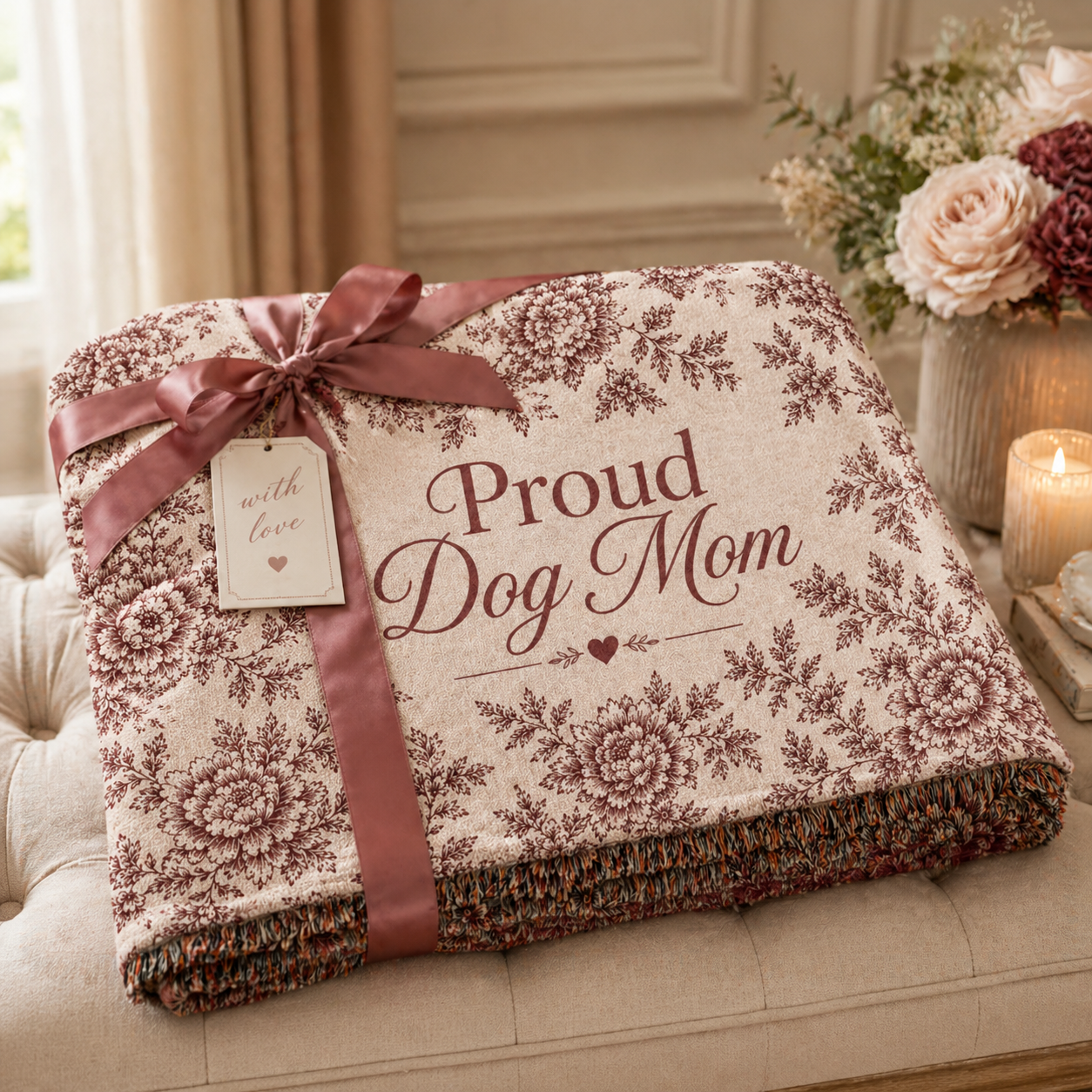 Dog Mom Plush Blanket – Velveteen  Floral