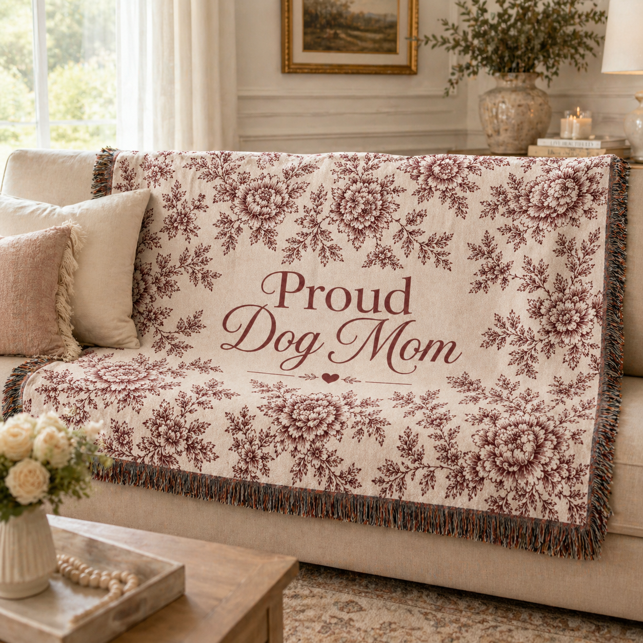 Dog Mom Plush Blanket – Velveteen  Floral