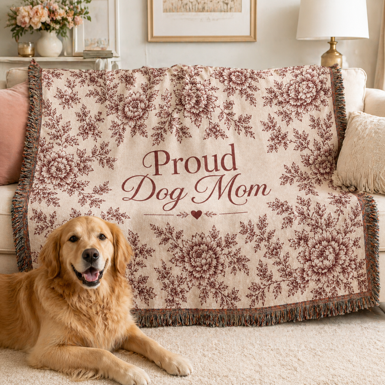 Dog Mom Plush Blanket – Velveteen  Floral