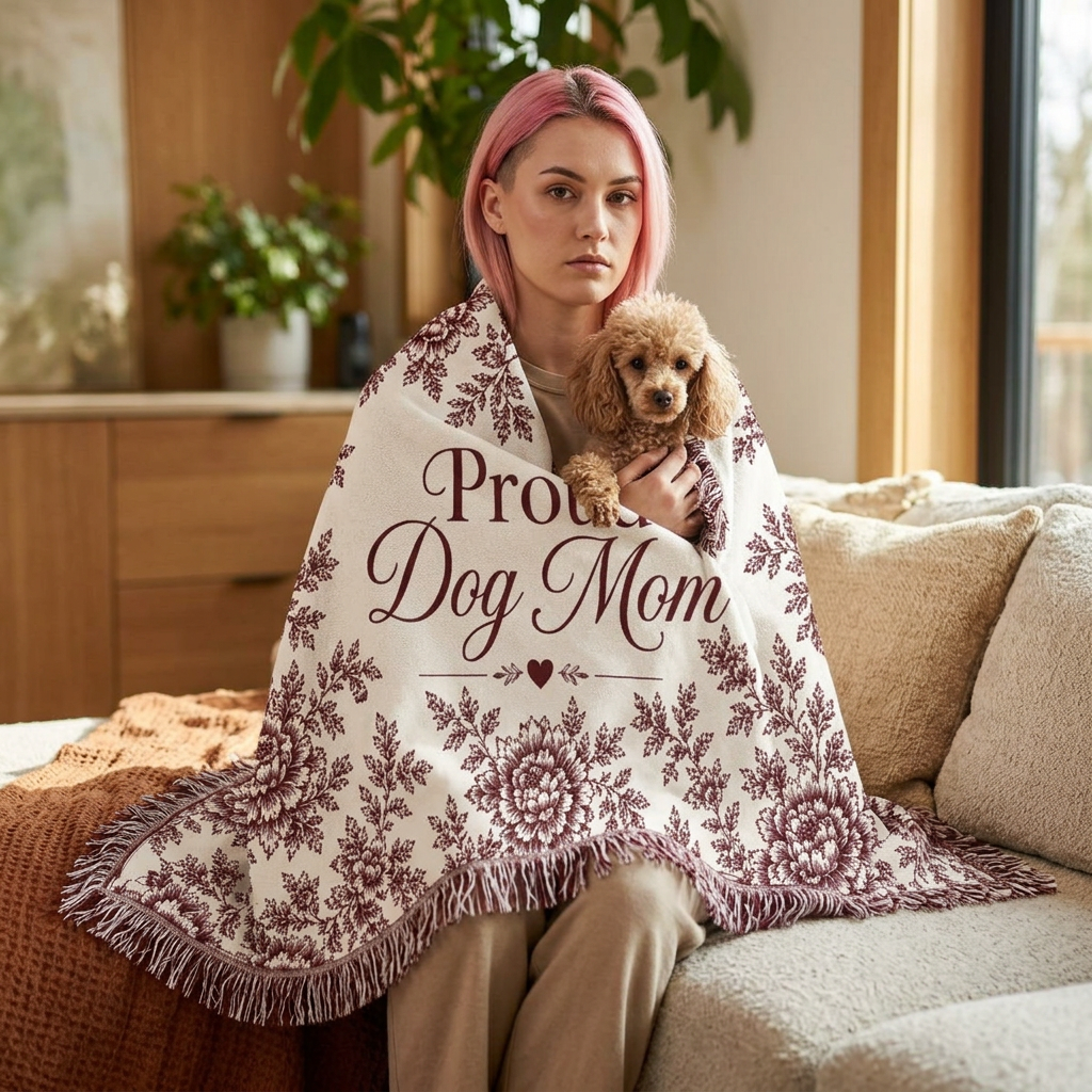Dog Mom Plush Blanket – Velveteen  Floral