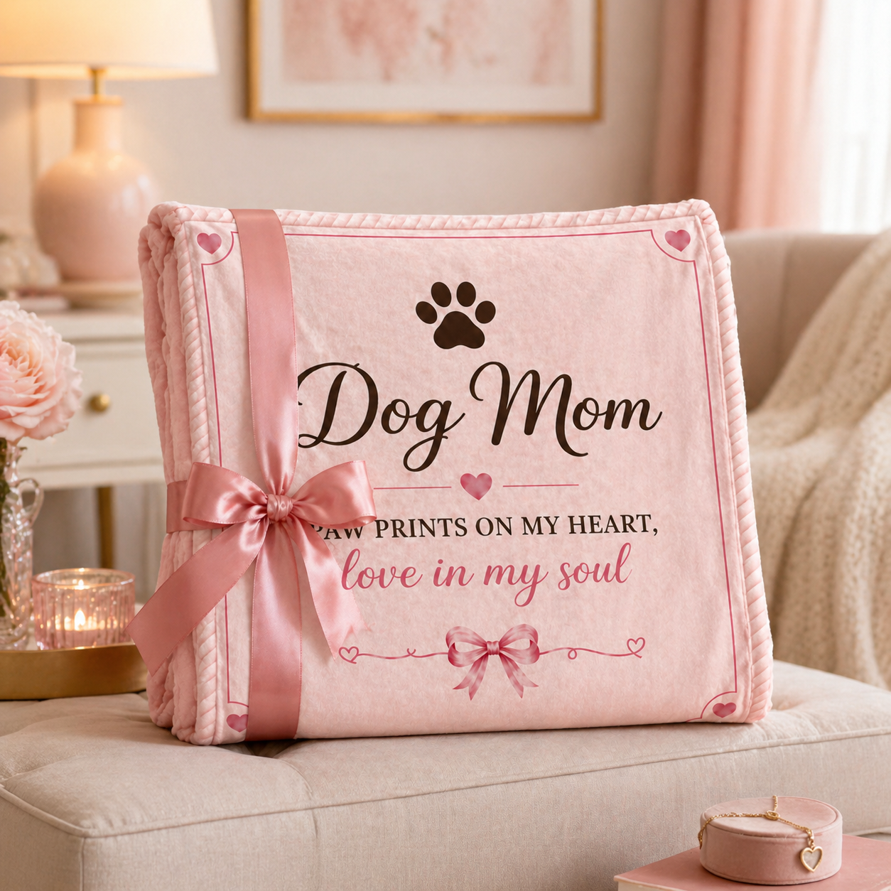 Dog Mom Plush Blanket — Paw Prints on My Heart