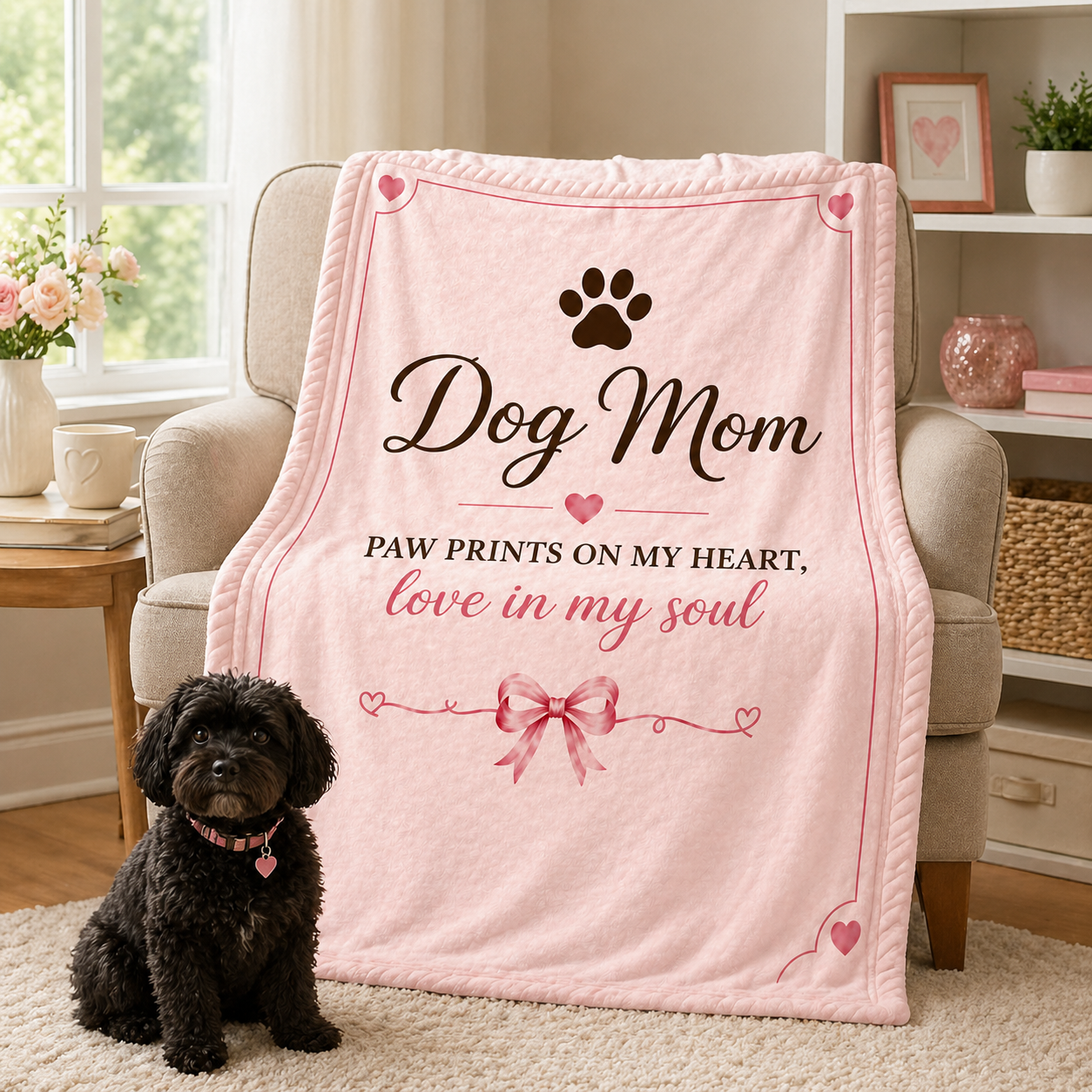 Dog Mom Plush Blanket — Paw Prints on My Heart