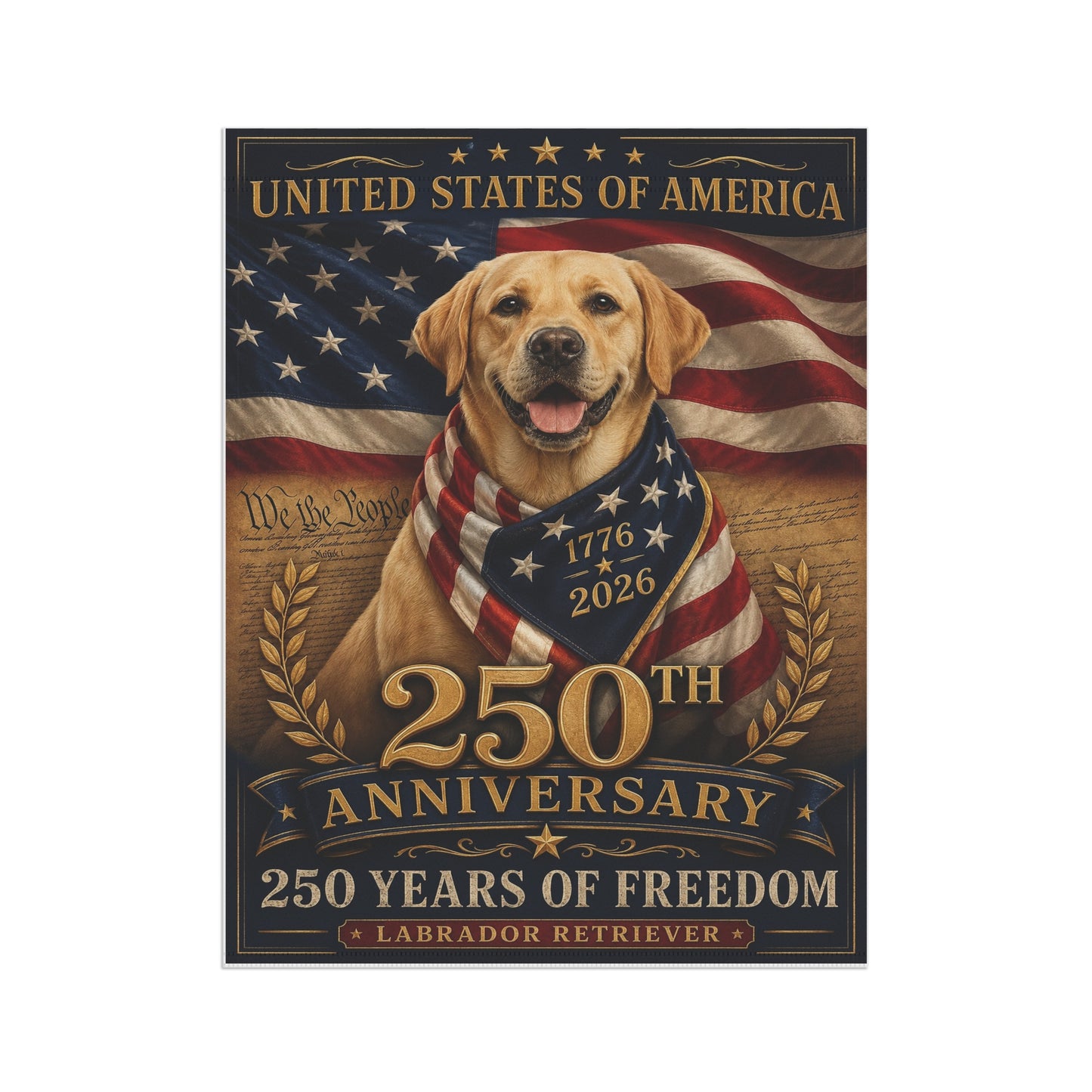 Labrador Retriever Patriotic Flag | 250 Years of Freedom | We The People | 250th Anniversary 1776-2026 | Independence Day | Lab Mom Gift | USA Flag Decor