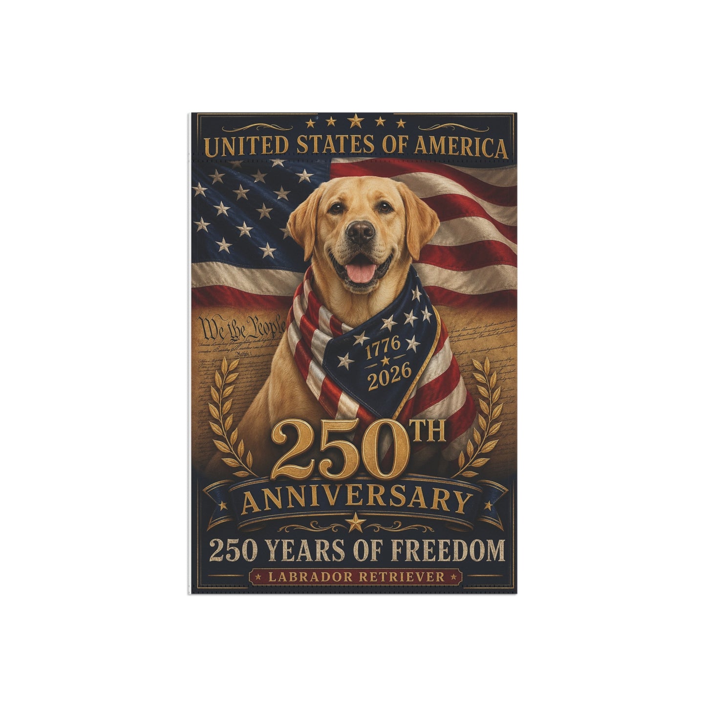 Labrador Retriever Patriotic Flag | 250 Years of Freedom | We The People | 250th Anniversary 1776-2026 | Independence Day | Lab Mom Gift | USA Flag Decor