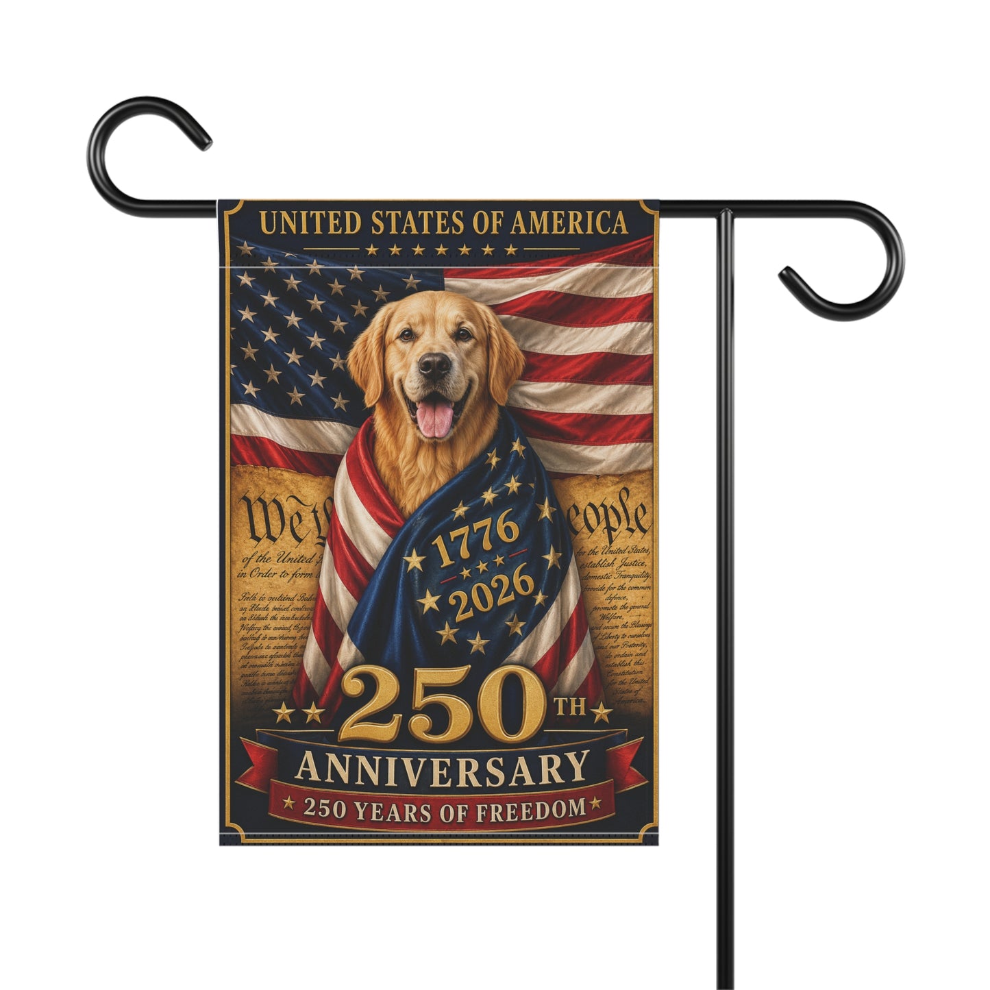 Golden Retriever Patriotic Flag | 250 Years of Freedom | We The People | 250th Anniversary 1776-2026 | Independence Day | Golden Mom Gift | USA Flag Decor