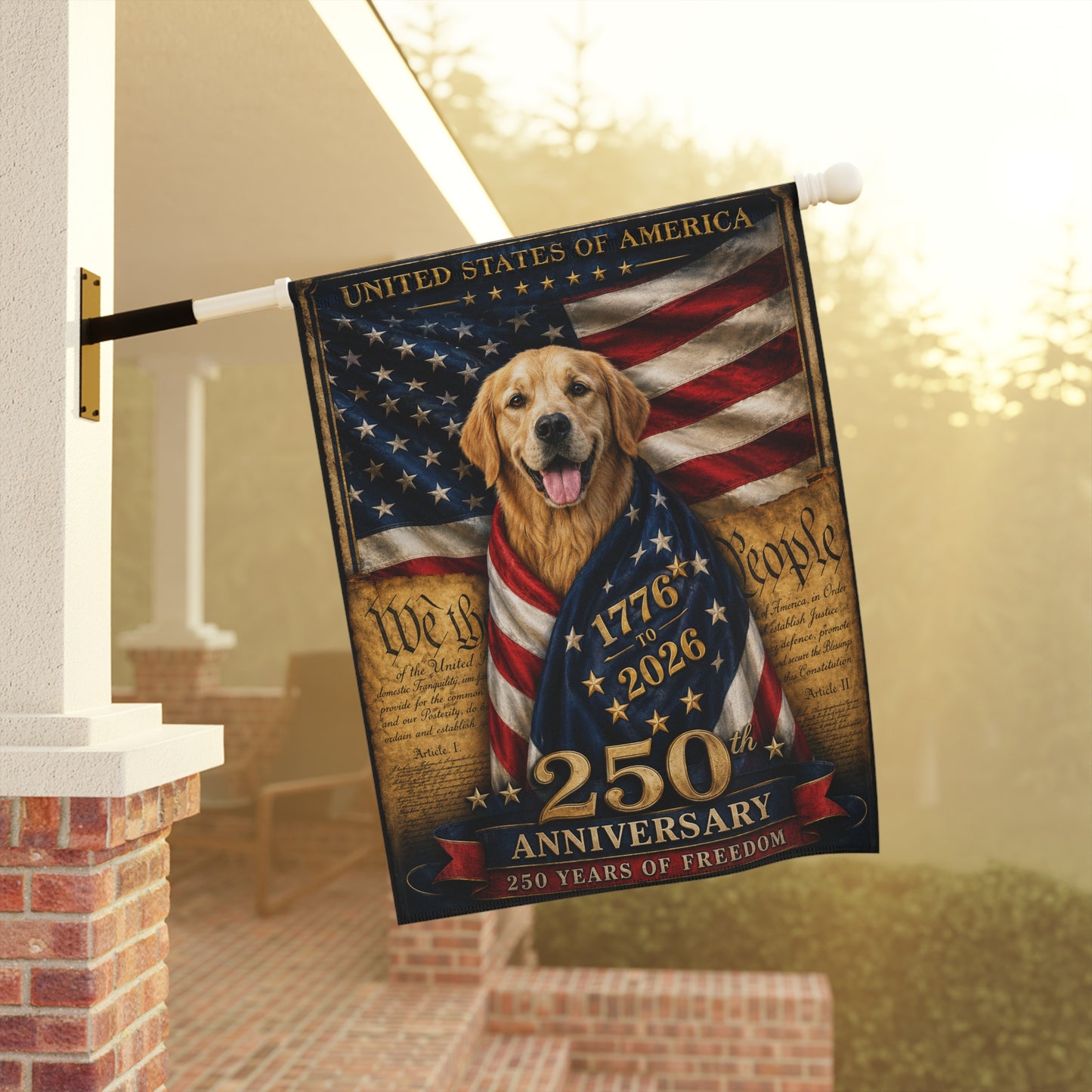 Golden Retriever Patriotic Flag | 250 Years of Freedom | We The People | 250th Anniversary 1776-2026 | Independence Day | Golden Mom Gift | USA Flag Decor