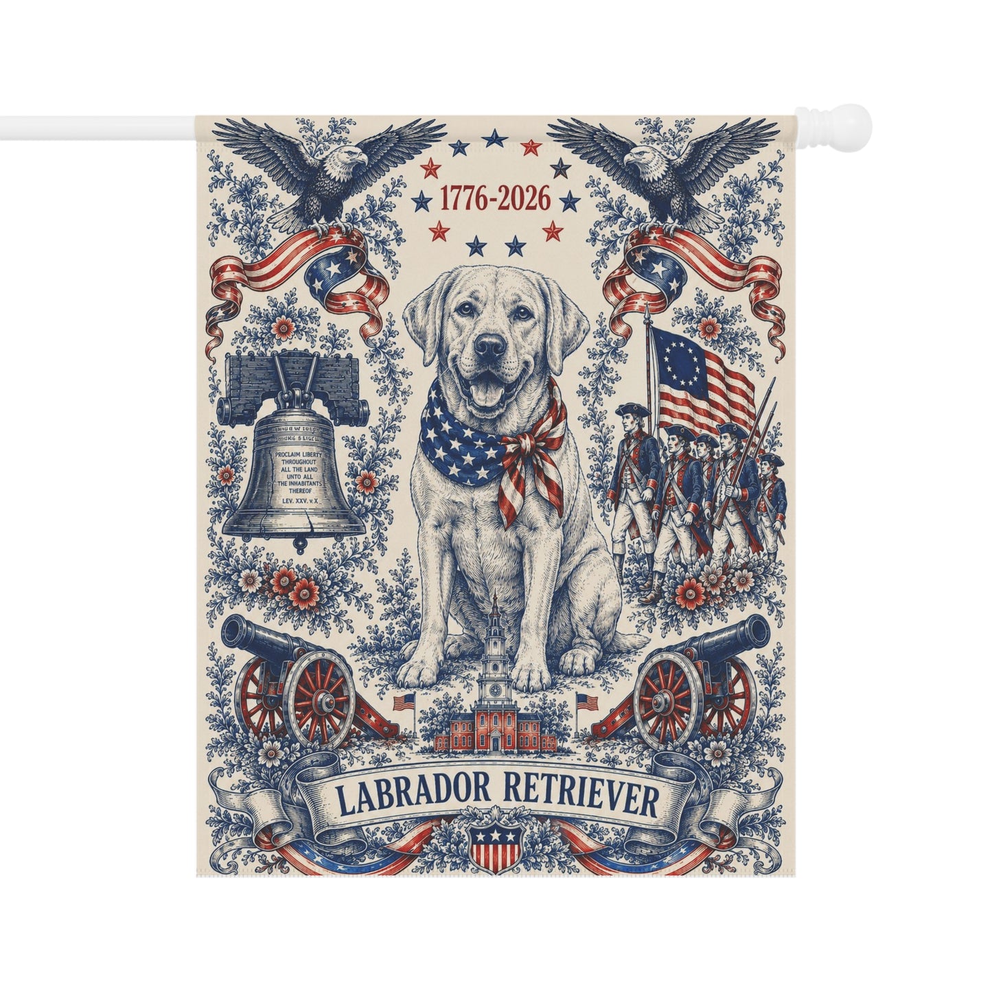 Labrador Retriever Patriotic Garden Flag | 250th Anniversary 1776-2026 | American Toile Art | Independence Day Flag | Lab Mom Gift | USA Outdoor Decor
