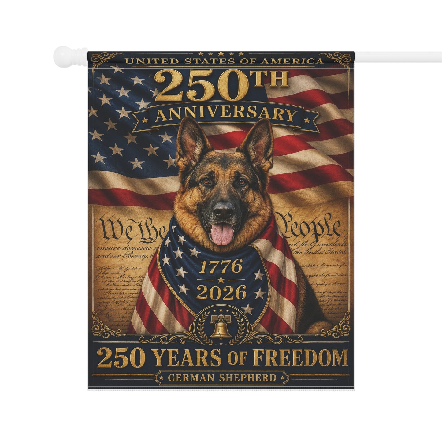 German Shepherd Patriotic Flag | 250 Years of Freedom | We The People | 250th Anniversary 1776-2026 | Independence Day | GSD Military Gift | USA Flag Decor