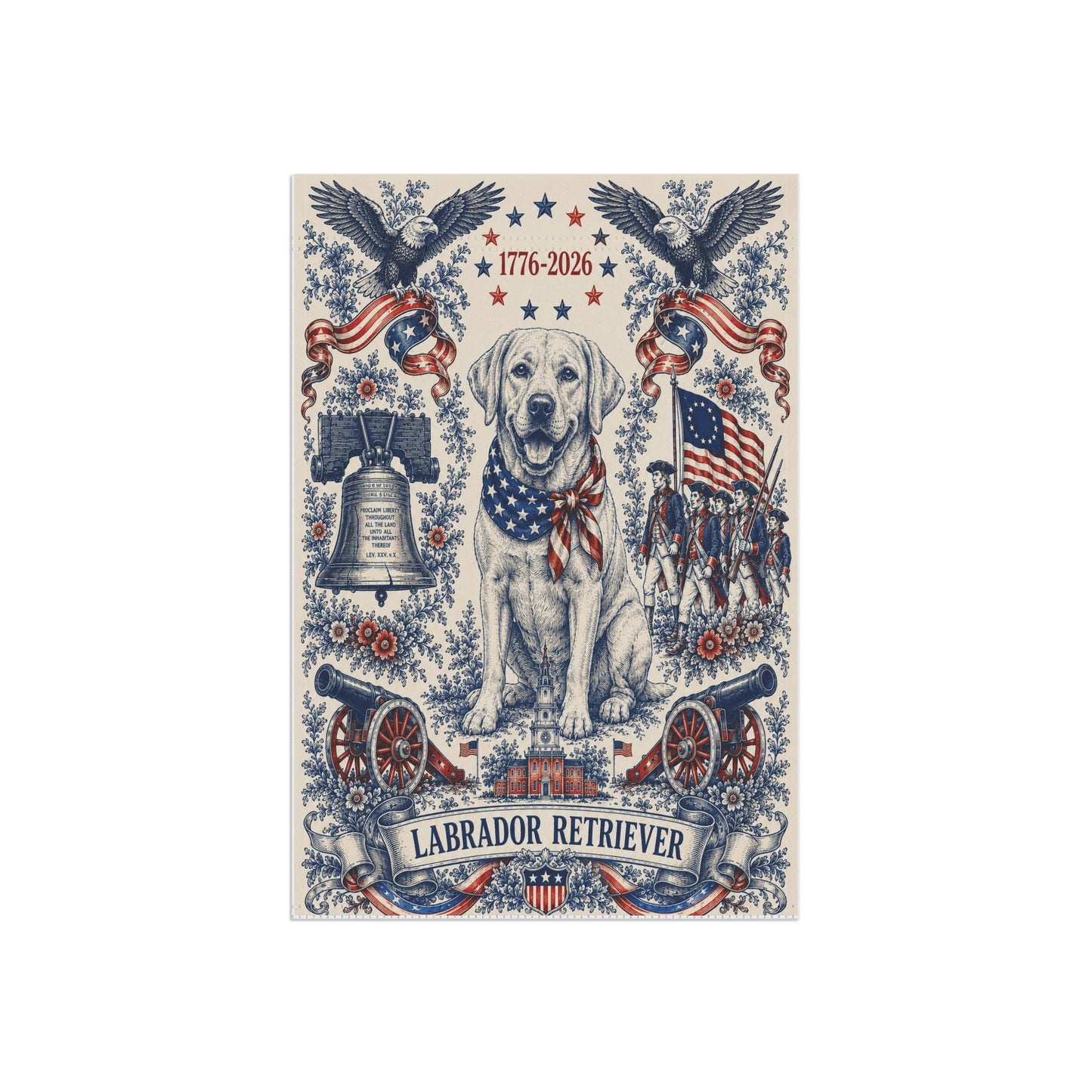 Labrador Retriever Patriotic Garden Flag | 250th Anniversary 1776-2026 | American Toile Art | Independence Day Flag | Lab Mom Gift | USA Outdoor Decor