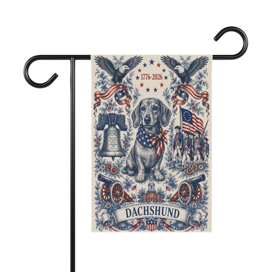 Dachshund Patriotic Garden Flag | 250th Anniversary 1776-2026 | American Toile Art | Independence Day Flag | Wiener Dog Gift | USA Outdoor Decor