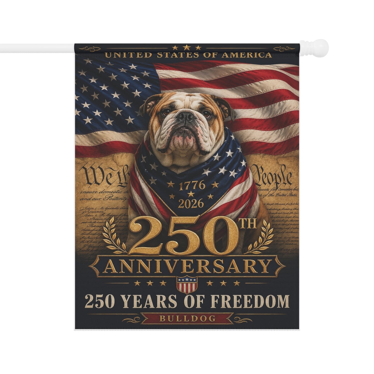 Bulldog Patriotic Flag | 250 Years of Freedom | We The People | 250th Anniversary 1776-2026 | Independence Day | Bulldog Mom Gift | USA Flag Decor