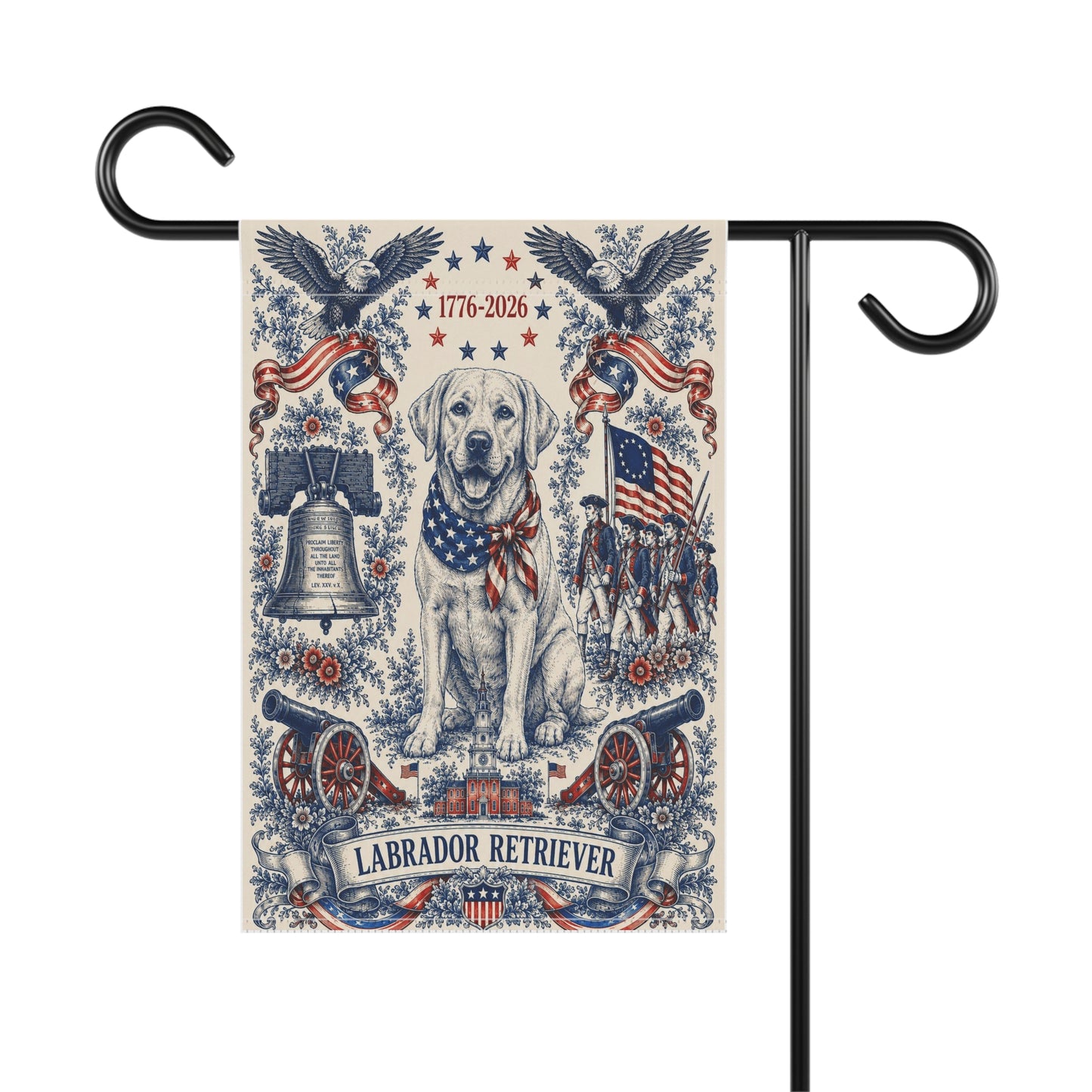 Labrador Retriever Patriotic Garden Flag | 250th Anniversary 1776-2026 | American Toile Art | Independence Day Flag | Lab Mom Gift | USA Outdoor Decor